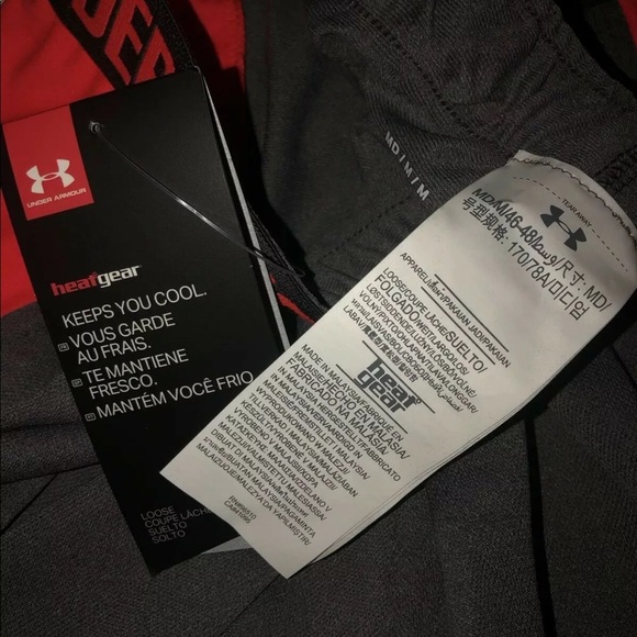 NWT Gray Orange Under Armour Shorts with pockets - Picture 4 of 4
